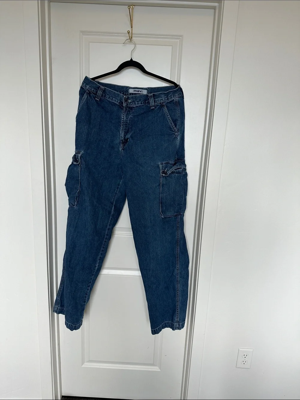 Mavi Josh Men’s 34 Blue Denim Cargo Jeans Bootcut Utility Y2K